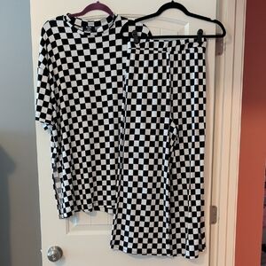 Dressed in LALA Black & White Checkerboard Two-Piece Playsuit